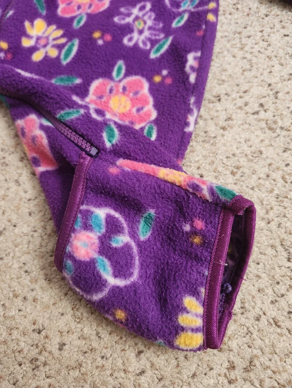 Vintage Purple Floral Fleece Hooded Winter Jumpsuit